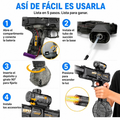 Pistola de agua con luz WATERSHOCK