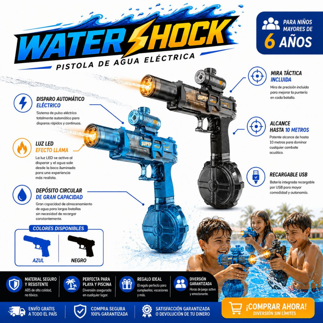 Pistola de agua con luz WATERSHOCK